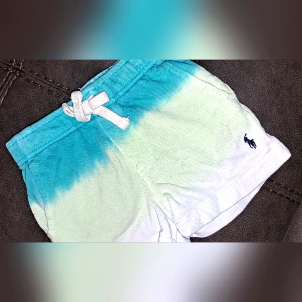 Baby Boy Ombre Ralph Lauren Shorts Logo Elastic Waist 6 Months